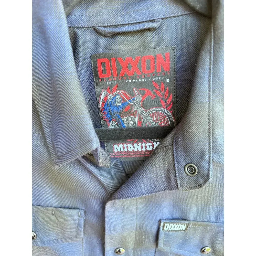 NWOT Dixxon Flannel Co Midnight Sz S Blue Black Pearl Snap Plaid Snap Grunge